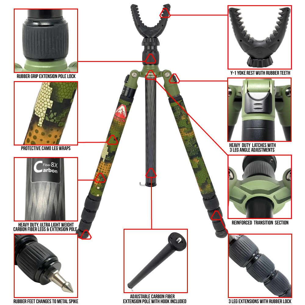 REKON Outdoor Gear CFS-1 Premium Carbon Fiber Shooting Sticks R002