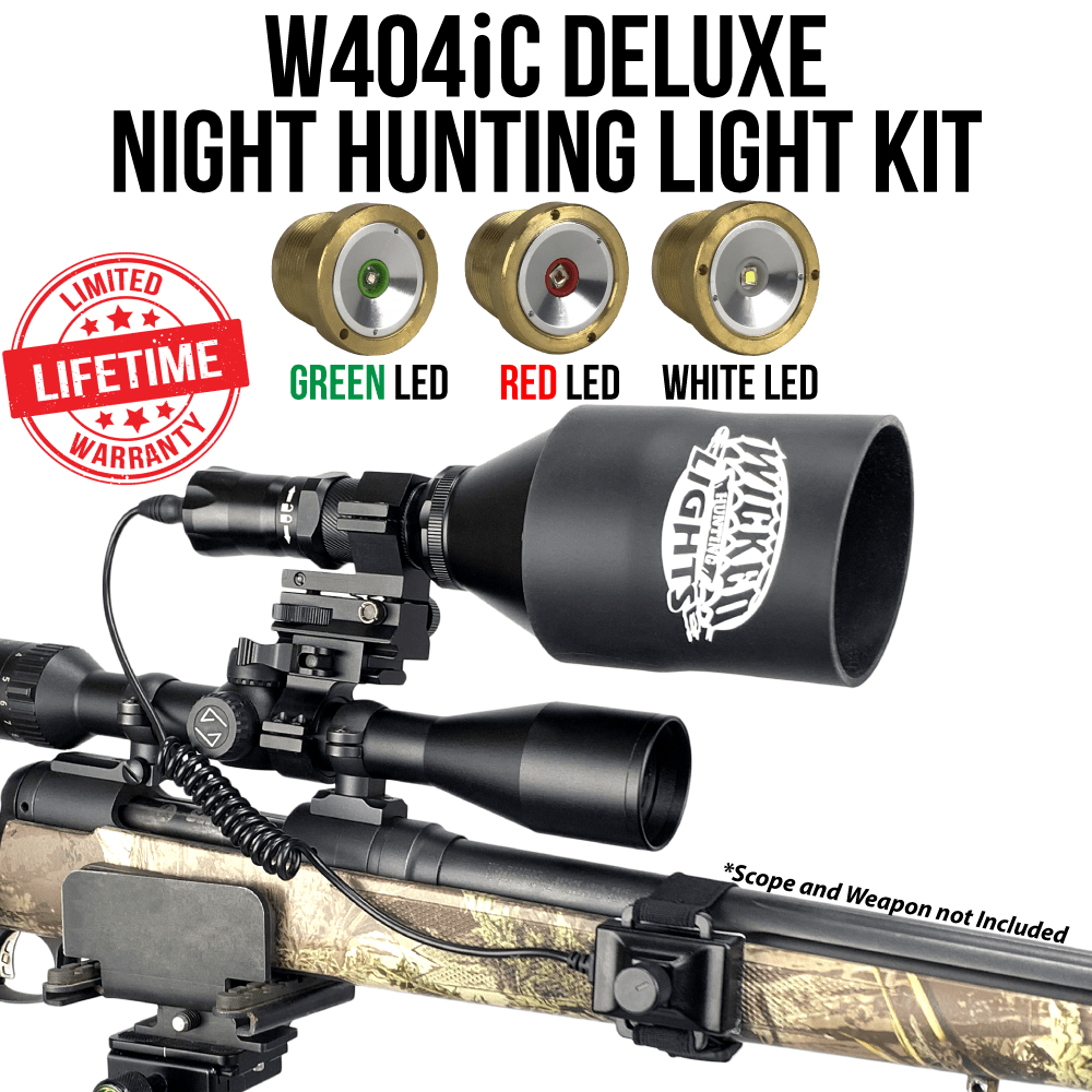 Wicked Lights® W404iC DELUXE with Green, Red and White LED's Night Hunting Light Kit for Hog, Coyote, and Predators W2080