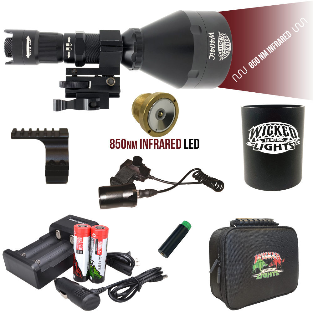 Wicked Lights® W404iC 850nm Infrared Night Hunting Light Kit for Night Vision ,Hog, Coyote, and Predators W2079