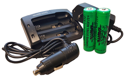 Wicked Lights 2-Position Charger and 2 Pack Lithium Ion 18650 3200 mAh Rechargeable Batteries W2045