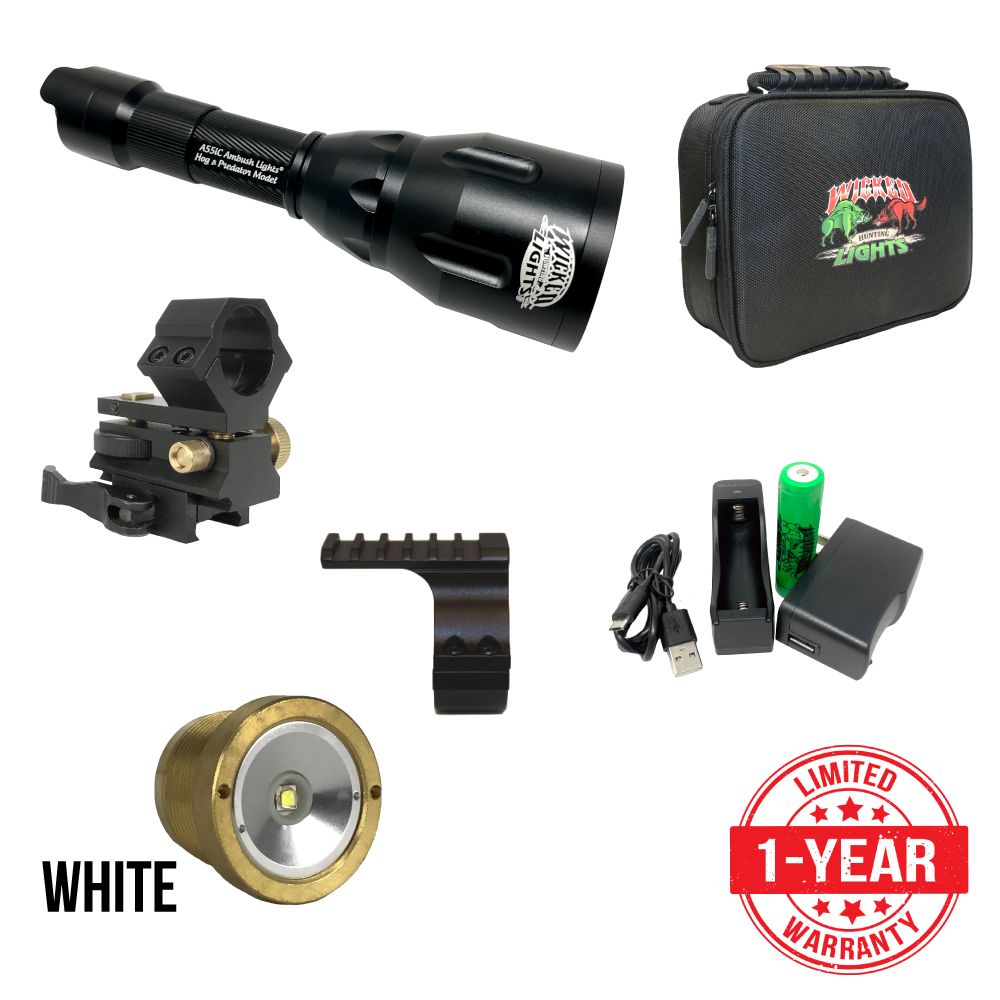 Wicked Lights A55iC White Night Hunting Light Kit for Coyote, Hogs, Varmint, and Predator W2105