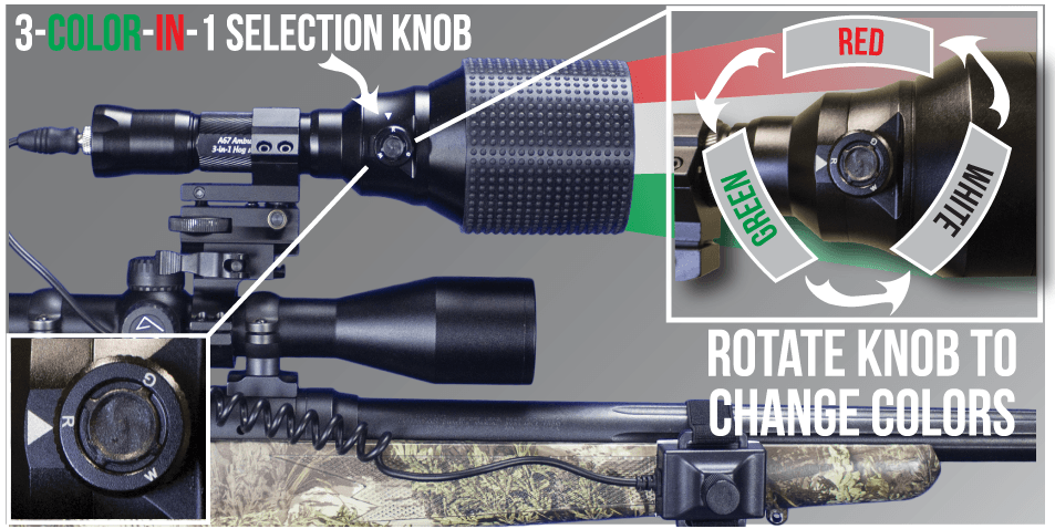 Wicked Lights A67iC 3-Color-In-1 (Green, Red, White) Night Hunting Light Kit for Coyote, Varmint, Hog, Predators W2021