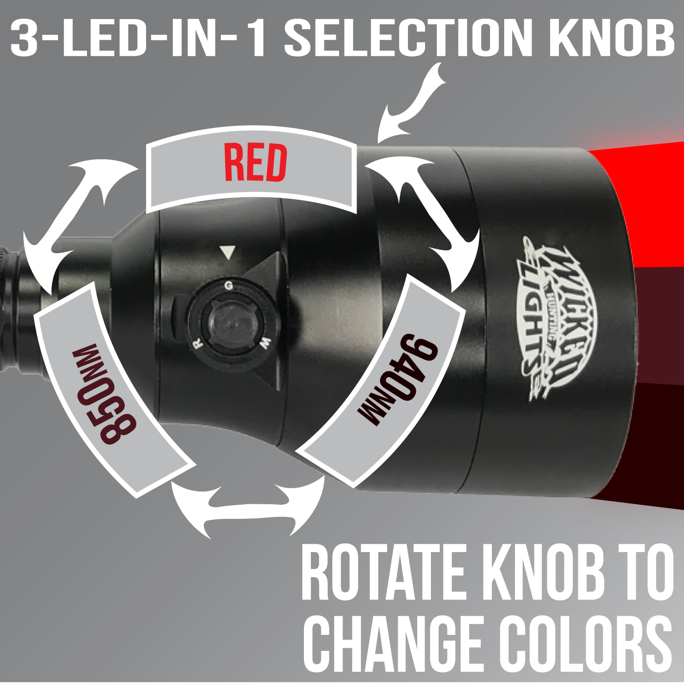 Wicked Lights A67iR 3-LED-In-1 Infrared & Red Night Hunting Light Kit for Night Vision W2056