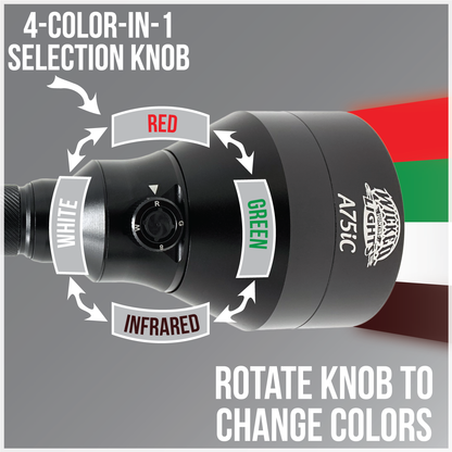 Wicked Lights A75iC 4-Color-In-1 (Red, 850nm Infrared (IR), Green, White) Night Hunting Light Kit For Coyote, Foxes, Hogs W2082