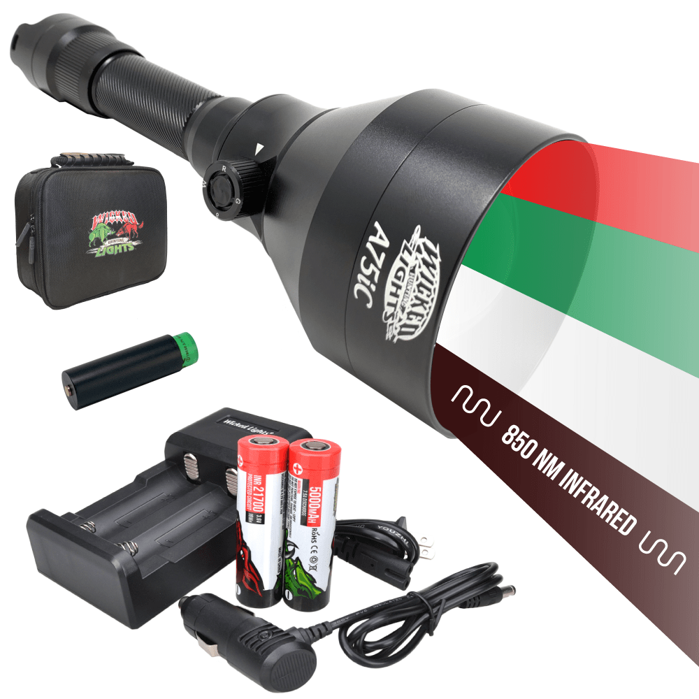 Wicked Lights® A75iC 4-Color-In-1 (Red, 850nm Infrared (IR), Green, White) Scan Plus Flashlight Night Hunting Light Kit W2081