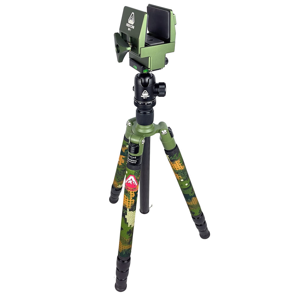 REKON CT-1 Carbon Fiber Tripod with BH-1 Ball Head, RTA2 Picatinny to Arca-Swiss Mount, and VM-1 Vice Mount R027