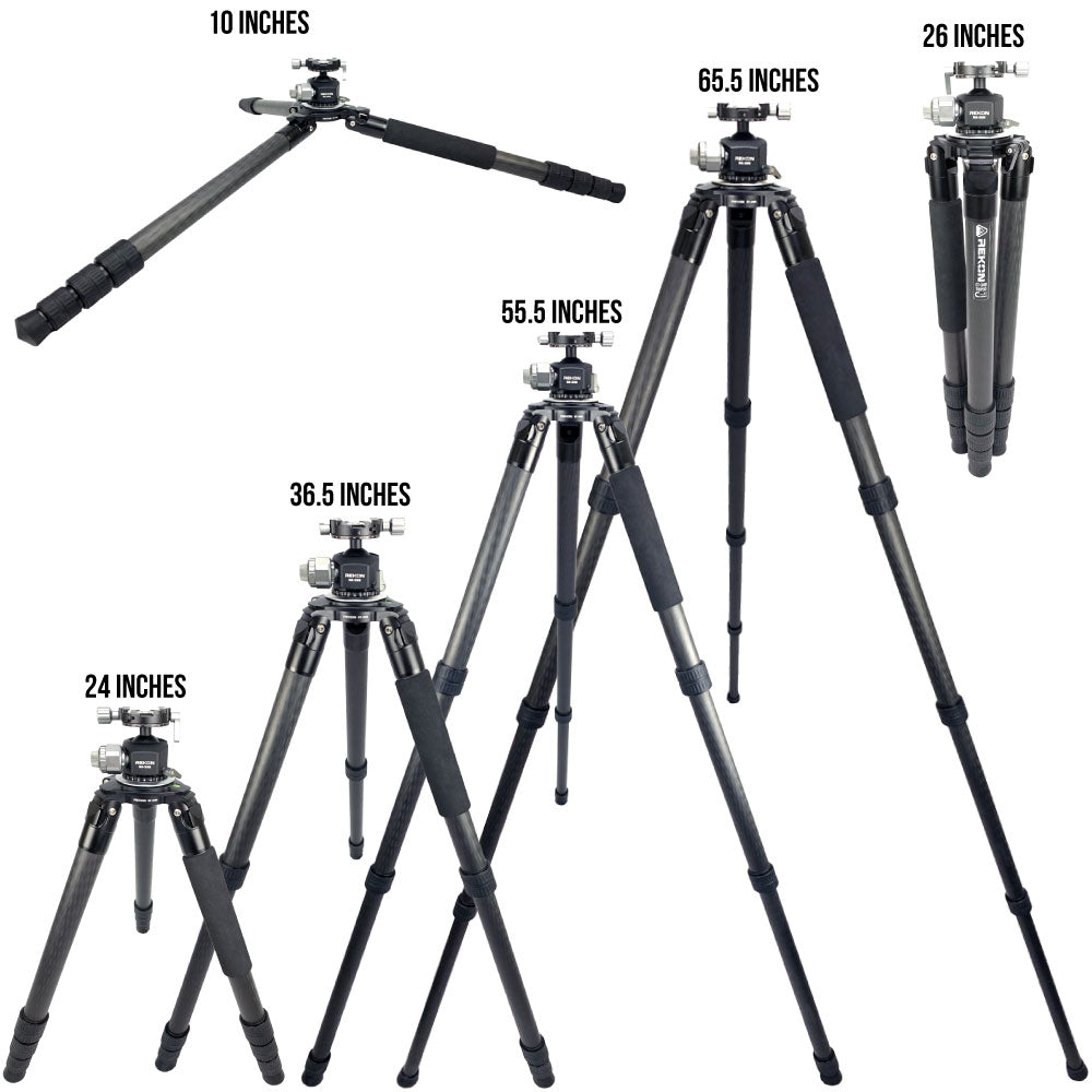 REKON CT-3HD Carbon Fiber Ambush™ Tripod with BH-3HD Ball Head and RTA2 Picatinny to Arca-Swiss Mount R024