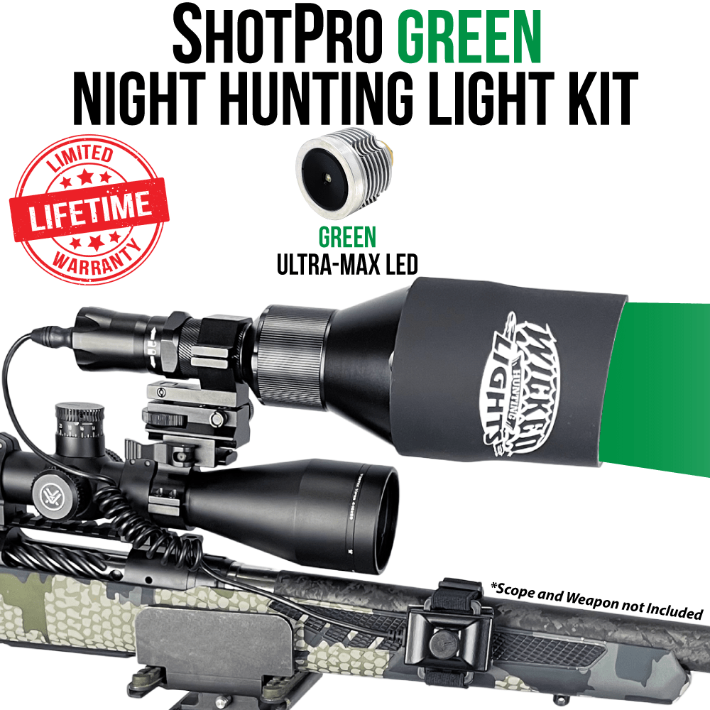 Wicked Lights® ShotPro™ Extreme Range GREEN Ultra-Max LED Night Hunting Light Kit for Hog, Coyote, and Predators W2092