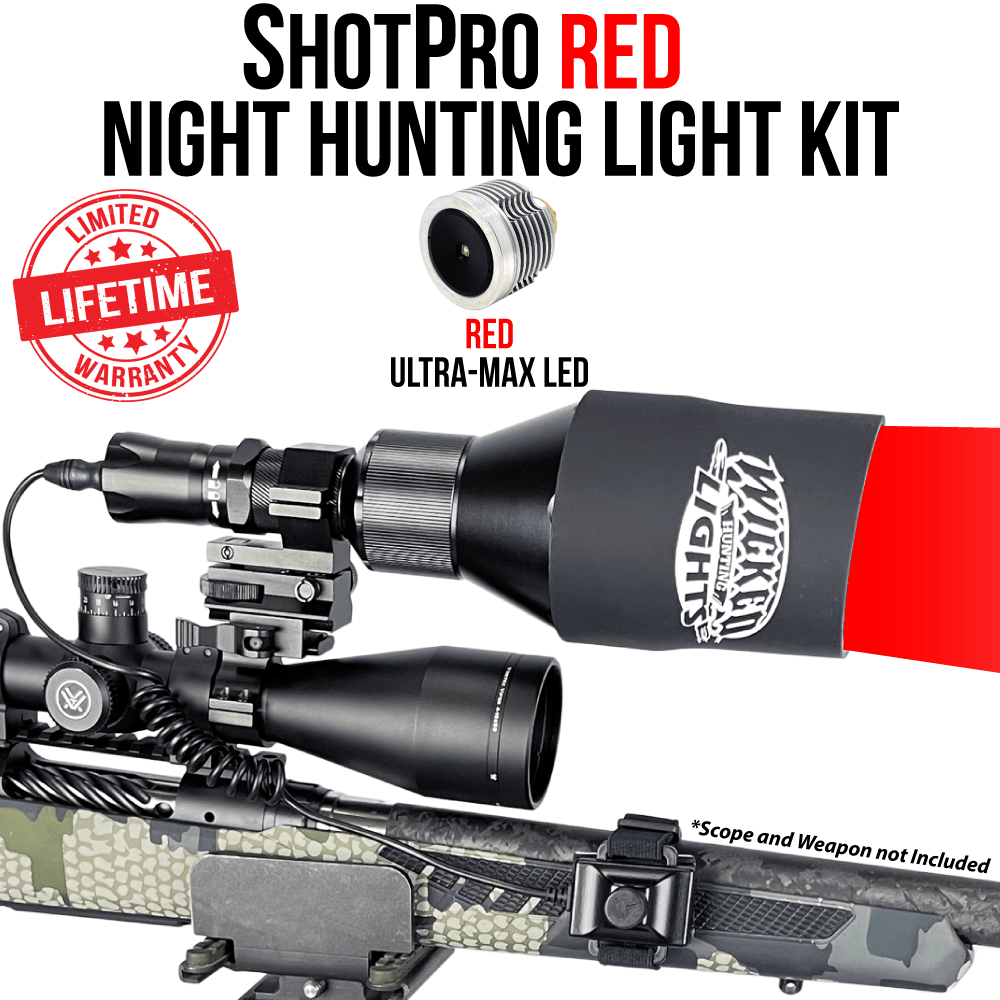 Wicked Lights® ShotPro™ Extreme Range RED Ultra-Max LED Night Hunting Light Kit for Hog, Coyote, and Predators W2093