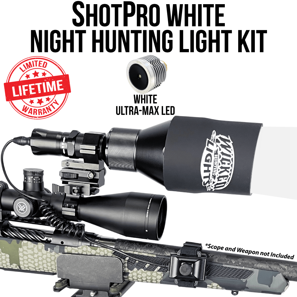 Wicked Lights® ShotPro™ Extreme Range WHITE Ultra-Max LED Night Hunting Light Kit for Hog, Coyote, and Predators W2094