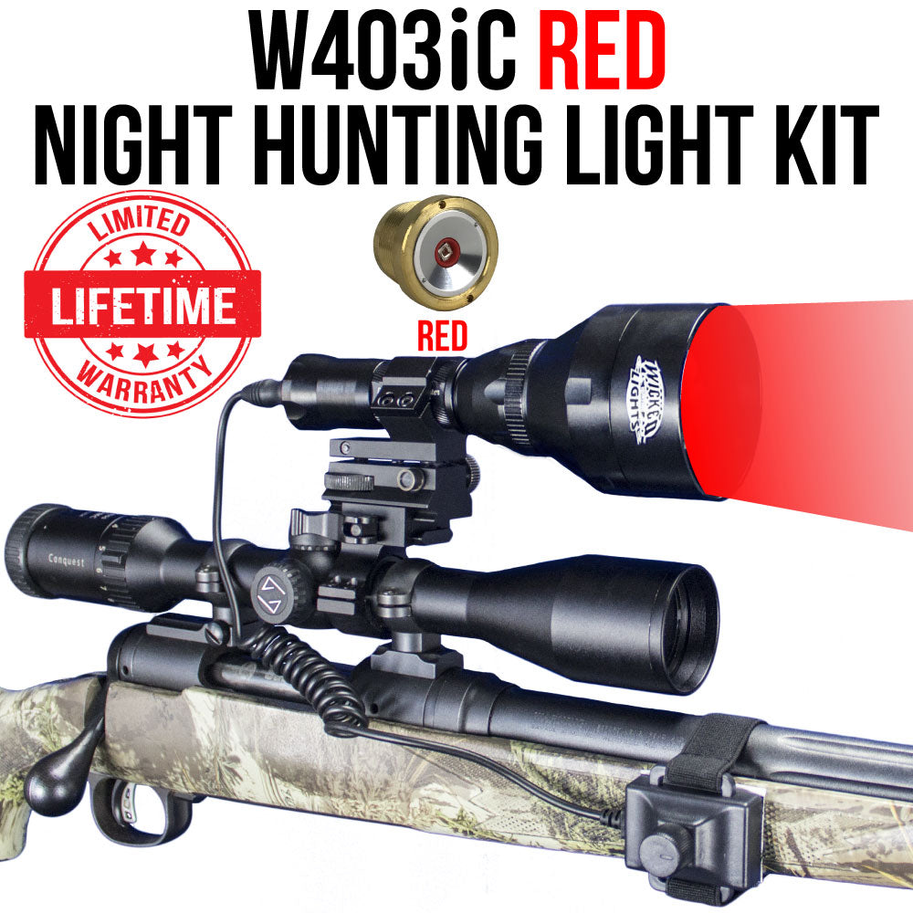 Wicked Lights W403iC RED Night Hunting Light Kit for coyote, hog, fox, predator, varmints W2013