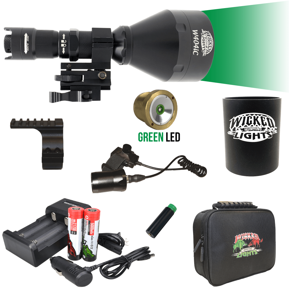 Wicked Lights® W404iC GREEN Night Hunting Light  Kit for Hog, Coyote, and Predators W2076