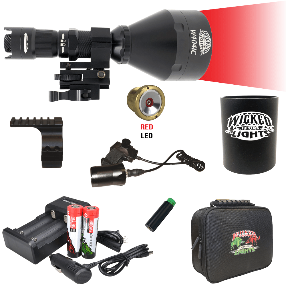 Wicked Lights® W404iC RED Night Hunting Light  Kit for Hog, Coyote, and Predators W2077