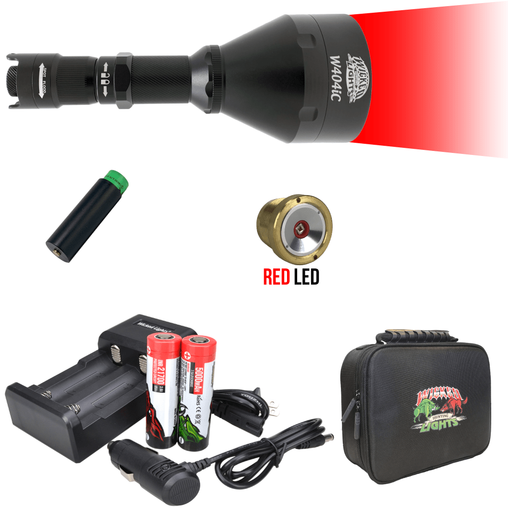 Wicked Lights® W404iC RED Scan Plus Flashlight Night Hunting Light for Hog, Coyote, and Predators W2074