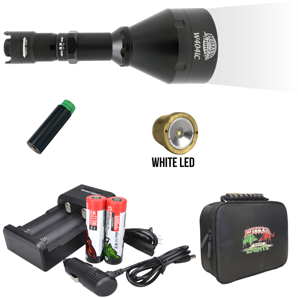 Wicked Lights® W404iC WHITE Scan Plus Flashlight Night Hunting Light for Hog, Coyote, and Predators W2075